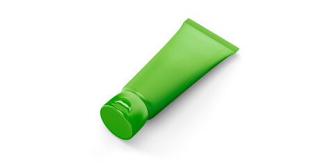 Green blank cosmetic tube mockup, top view