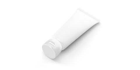 White blank cosmetic tube mockup, top view