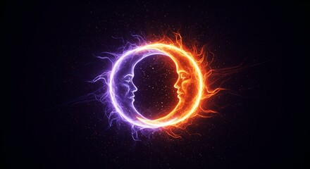 Electrifying Solar Eclipse with Fiery Halo for space art, science fiction websites, astronomy blogs, creative digital projects, and fantasy game assets