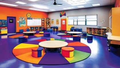 Colorful Preschool Classroom Design With Playful Furniture