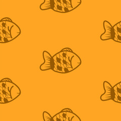 Obraz premium fish taiyaki pattern background. taiyaki japanese cake pattern background. doodle taiyaki seamless pattern background.