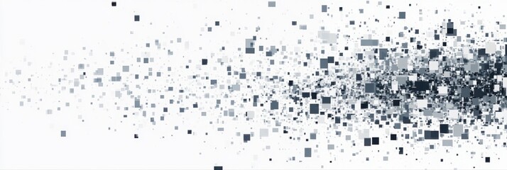 Obraz premium A white background with a black and gray pattern of squares. The squares are scattered all over the background, creating a sense of chaos and disorder. The image evokes a feeling of confusion