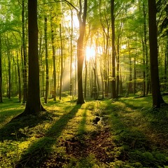 Obraz premium Green Forest in Spring(background image)