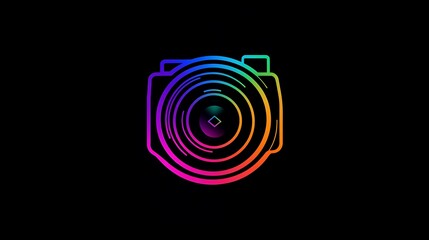 Neon Camera Icon  Modern Photography and Digital Art Symbol