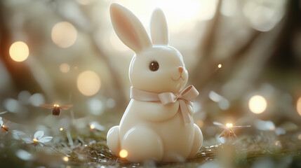 Bunny in the middle of an enchanted forest