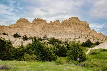View of Cliff Shelf Nature Trail in Badlands National Park in South Dakota.