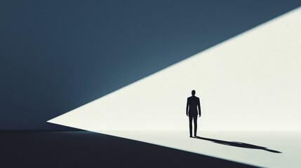Obraz premium Figure in Shadow Against a Bright Wall
