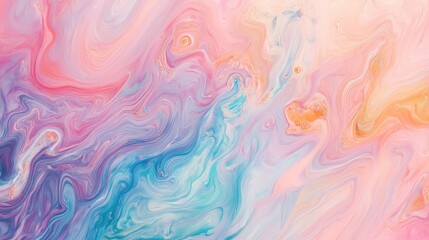 A colorful swirl of paint with blue, pink, and yellow colors. The colors are blended together to create a unique and vibrant design