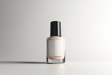 Elegant nail polish bottle mockup with a blank label against a soft gradient backdrop offering versatile design and branding customization options for beauty products.