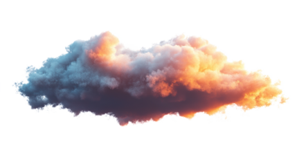 Dark and orange clouds floating isolated on transparent background