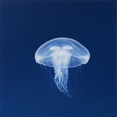 Fototapeta premium A jellyfish is floating in the ocean