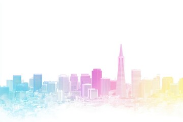 Obraz premium Vibrant Abstract City Skyline with Soft Pastel Colors and Dreamy Aesthetic