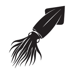 Obraz premium Dominant Giant Squid silhouette, unmatched in the deep sea - Giant Squid illustration - Minimalist Giant Squid vector - Fish silhouette 