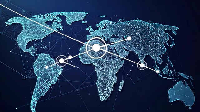 world map connect earth digital low poly ai generated video concept