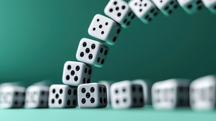 Falling Dice on a Turquoise Background