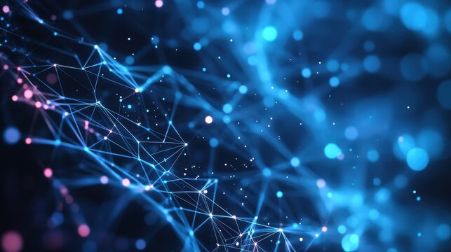 A pulsating digital canvas of interconnected lines, dots, and glowing particles, forming a mesmerizing plexus effect that symbolizes the dynamic and ever-changing network of artificial intelligence