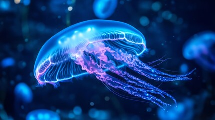 Obraz premium Bioluminescent Jellyfish in Aquarium