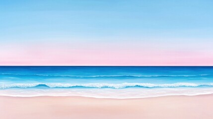 Obraz premium Serene Coastal Landscape with Gentle Waves and Calm Sky Showcasing Soft Pastel Colors and Tranquil Atmosphere for Relaxation and Mindfulness Practices