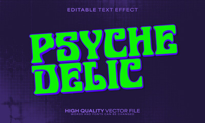 Retro hippie text effect, editable text effect and vintage 3d font style bold shadow psychedelic poster design