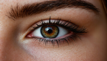 Obraz premium Close up of striking female eye with vibrant colors and details