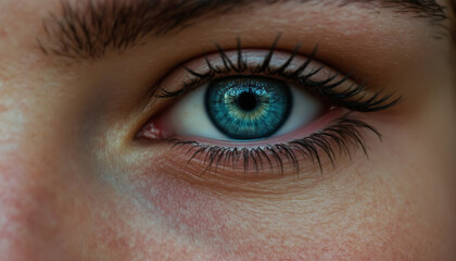 Obraz premium Close up of mesmerizing blue eye with detailed eyelashes and skin texture