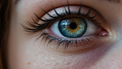 Fototapeta premium close up of captivating eye showcasing vibrant colors and intricate details
