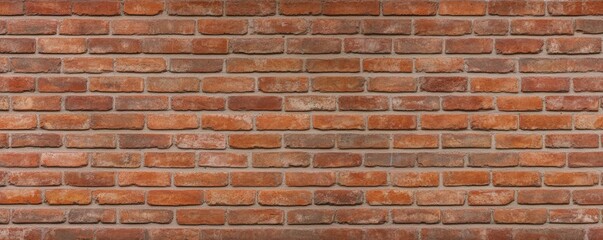 Obraz premium A close-up view of a rustic brick wall showcasing various shades of red and brown, characterized by a uniform arrangement of rectangular bricks.