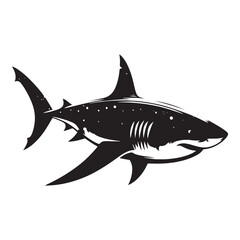 Massive Great White Shark silhouette, a true ocean giant - Great White Shark illustration - Minimalist Great White Shark vector - Fish silhouette
