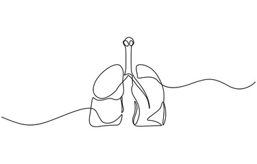 Obraz premium One continuous line drawing of lungs . single line lung concept, Continuous single line drawing of anatomical human lungs organ medical internal anatomy concept one line design.