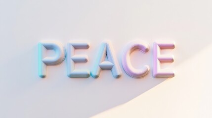 Minimalist Typography Design Featuring the Word Peace in Soft Pastel Colors. Generative AI