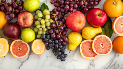 photo of lot of vegetables and fruits on marble background