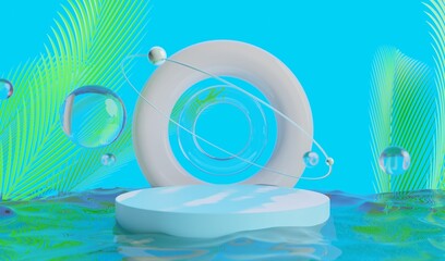 retro-future pc monitor y2k 2000s frutiger aero aqua web 2.0 gloss with stage podium for product...