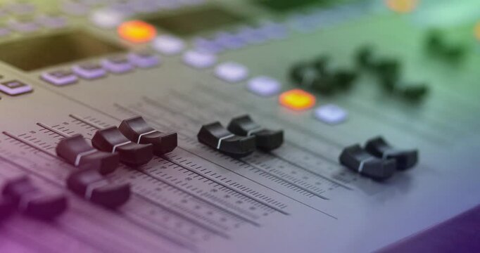 music equipment Audio mixing console in the studio frequency tuning audio output to channels
