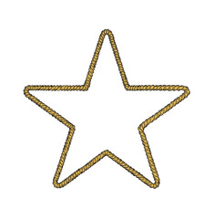 Hand drawn star shaped rope frame vector illustration.