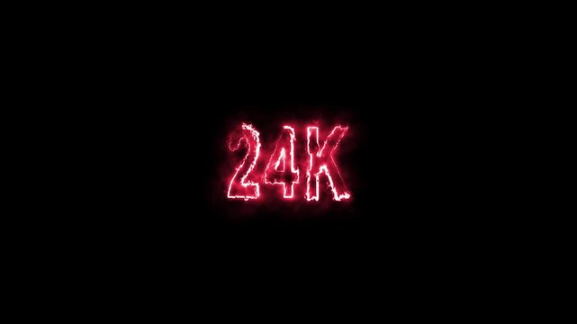 24k  Neon Text Animation on Black Background, Thank You 24k  Followers Celebration, Social Media Milestone, Digital Gratitude Display, Bright Neon Numbers for Online Events or Marketing Campaigns" 