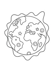 Fantasy World Map with Intricate Details – Adult Coloring Page on White Background