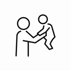 Father lifting baby icon vector sign