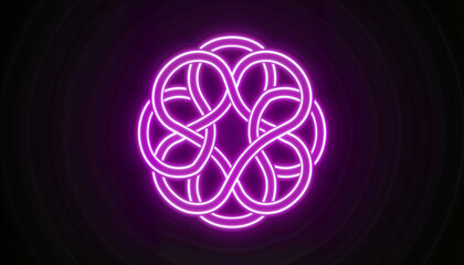 Neon pink Celtic knot glowing on dark background