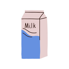 Cow milk carton package. Sealed cardboard container, paper packaging for dairy beverage, fresh natural milky liquid product icon. Flat graphic vector illustration isolated on white background.