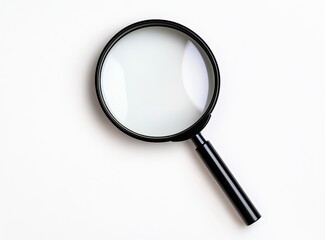 Black Magnifying Glass on White Background