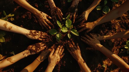 With hands calloused from the soil, people plant saplings, their actions a testament to their commitment to nature and the preservation of the environment.