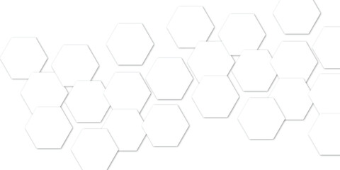 Geometric technology white hexagon background. Abstract vector illustration Science technology and medical concept hexagon on transparent background.