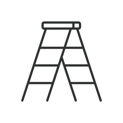 Stepladder, icon in line design. Stepladder, ladder, climb, tool, stairs, portable, household on white background vector. Step ladder editable stroke icon