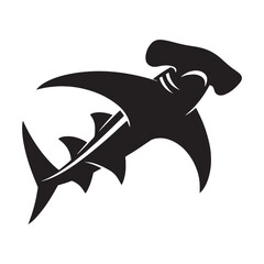 Sleek Hammerhead Shark silhouette, a perfect blend of power and grace - Hammerhead Shark illustration - Minimalist Hammerhead Shark vector - Fish silhouette
