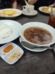 Tradisional meat soup and rice
