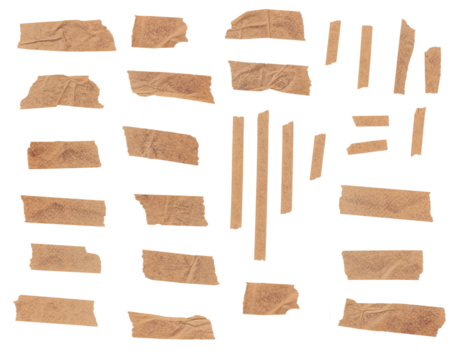 Brown Crinkled & Ripped Tape Pack - Scrapbook, Vintage Paper Look ,Crafting, Sticky Note Effect, Transparent PNG