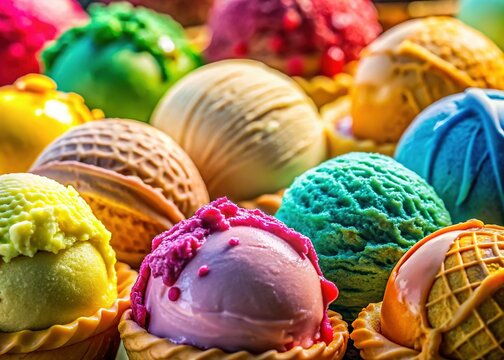 Close-up of Colorful Ice Cream Scoops, Zeewolde, Netherlands - May 30, 2020