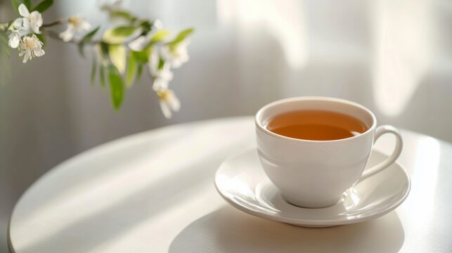 Rare illness patient reading a book with a cup of tea in a cozy, warm living room. Featuring rest and recovery