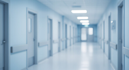Fototapeta premium Modern hospital corridor with a clean atmosphere. 