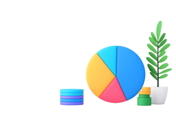 digital finance pie chart, investment concept, vector infographic, soft color palette, isolated without background